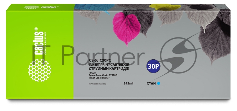 Картридж струйный Cactus CS-SJIC30PC голубой (295мл) для Epson ColorWorks TM-C7500G