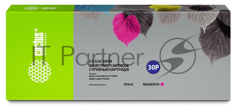 Картридж струйный Cactus CS-SJIC30PM пурпурный (295мл) для Epson ColorWorks TM-C7500G