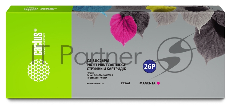Картридж струйный Cactus CS-SJIC26PM пурпурный (295мл) для Epson ColorWorks TM-C7500