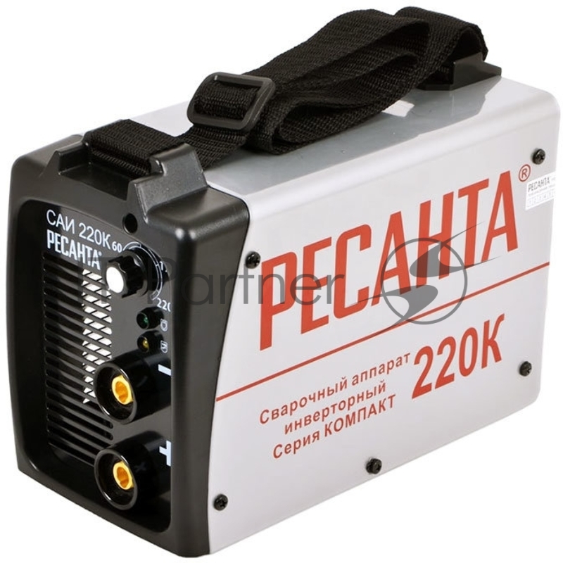 Сварочный аппарат компакт Ресанта САИ 220К 65/37 {154В-242В, макс.6,6кВт, 10А-220А, ПВ 70%, напр. холостого хода 80В, напр. 28В, макс. диаметр электрода 5мм, 4кг}