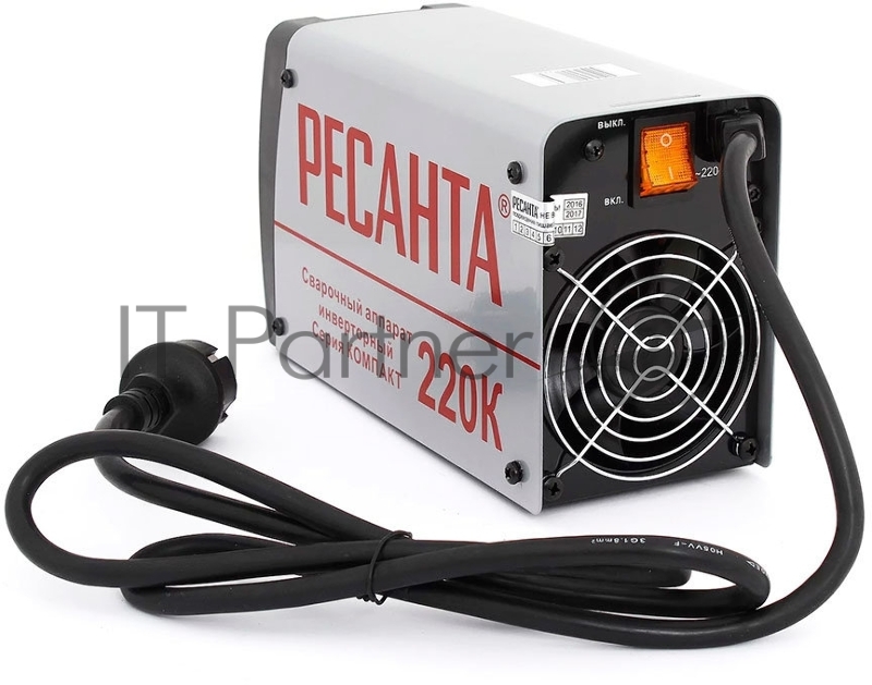 Сварочный аппарат компакт Ресанта САИ 220К 65/37 {154В-242В, макс.6,6кВт, 10А-220А, ПВ 70%, напр. холостого хода 80В, напр. 28В, макс. диаметр электрода 5мм, 4кг}