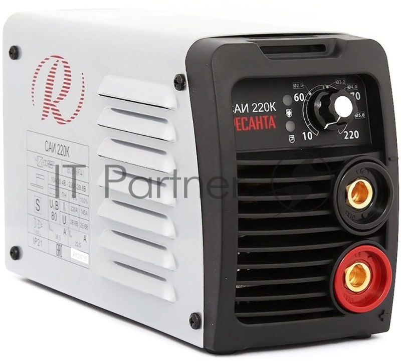 Сварочный аппарат компакт Ресанта САИ 220К 65/37 {154В-242В, макс.6,6кВт, 10А-220А, ПВ 70%, напр. холостого хода 80В, напр. 28В, макс. диаметр электрода 5мм, 4кг}