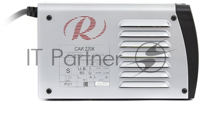 Сварочный аппарат компакт Ресанта САИ 220К 65/37 {154В-242В, макс.6,6кВт, 10А-220А, ПВ 70%, напр. холостого хода 80В, напр. 28В, макс. диаметр электрода 5мм, 4кг}