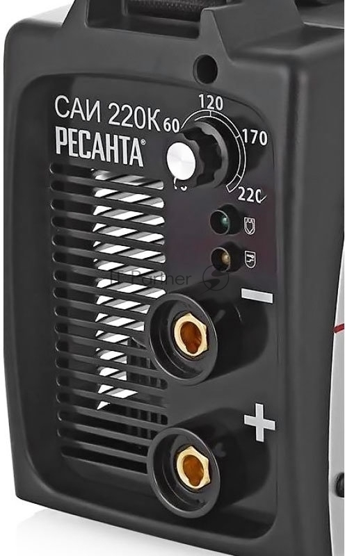 Сварочный аппарат компакт Ресанта САИ 220К 65/37 {154В-242В, макс.6,6кВт, 10А-220А, ПВ 70%, напр. холостого хода 80В, напр. 28В, макс. диаметр электрода 5мм, 4кг}