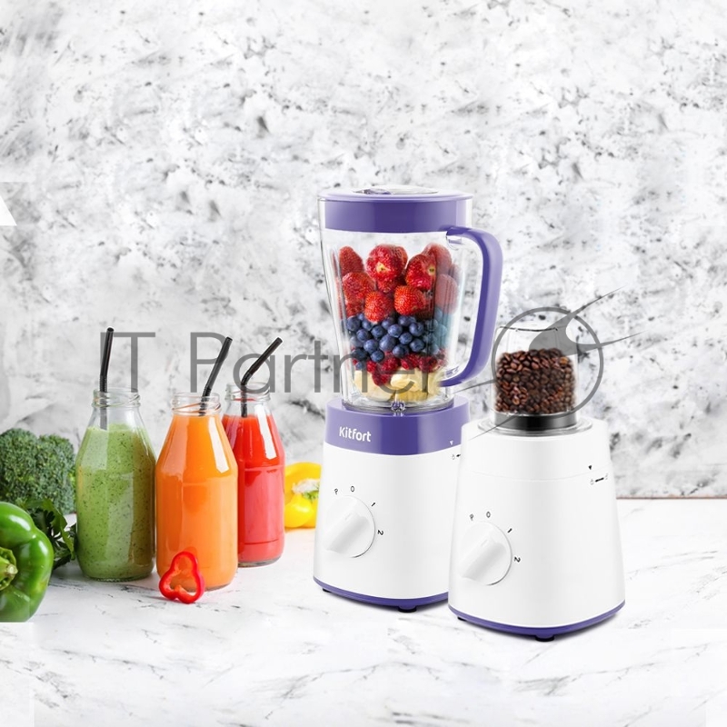 Блендер стационарный Kitfort КТ-3031-1 500Вт белый/фиолетовый