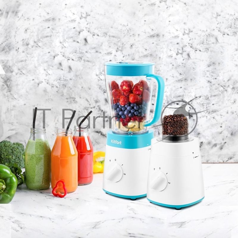 Блендер стационарный Kitfort КТ-3031-3 500Вт белый/бирюзовый