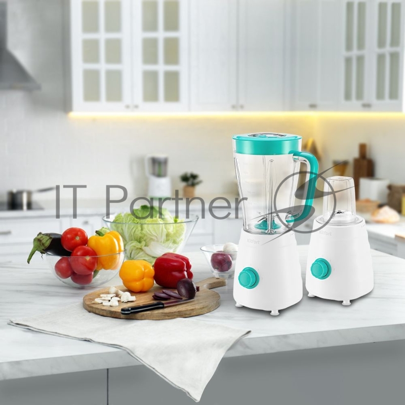 Блендер стационарный Kitfort КТ-3054-3 500Вт белый/бирюзовый