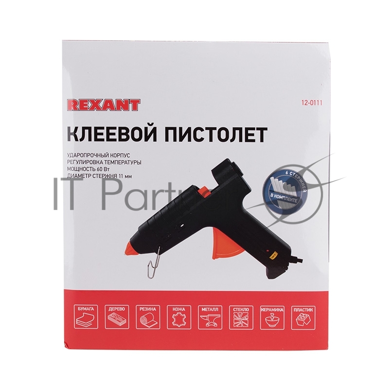 Пистолет клеевой REXANT, 60 Вт, Ø11 мм, настройка температуры 120..240℃, кейс