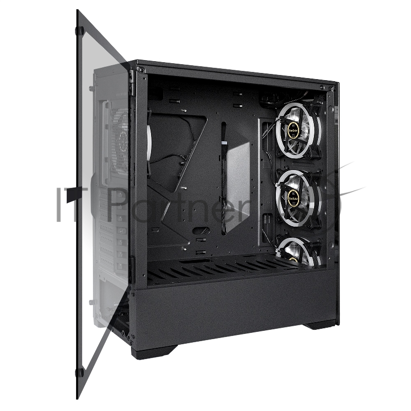 Корпус Miditower ExeGate EX290161RUS i3 MAX-NPX700 (eATX, 700NPX 12см, 2*USB+1*USB3.0, HD аудио, черный, 4 вент. 12см с RGB подсветкой, контроллер + ПДУ, ARGB MB кабель, пылевые фильтры, передняя и боковая панели - закаленное стекло)