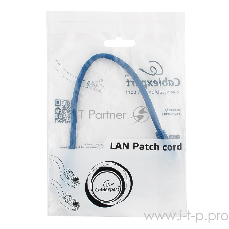 Патч-корд UTP Cablexpert кат.5e PP12-0.25M/BK, 0.25м, литой, многожильный (чёрный)