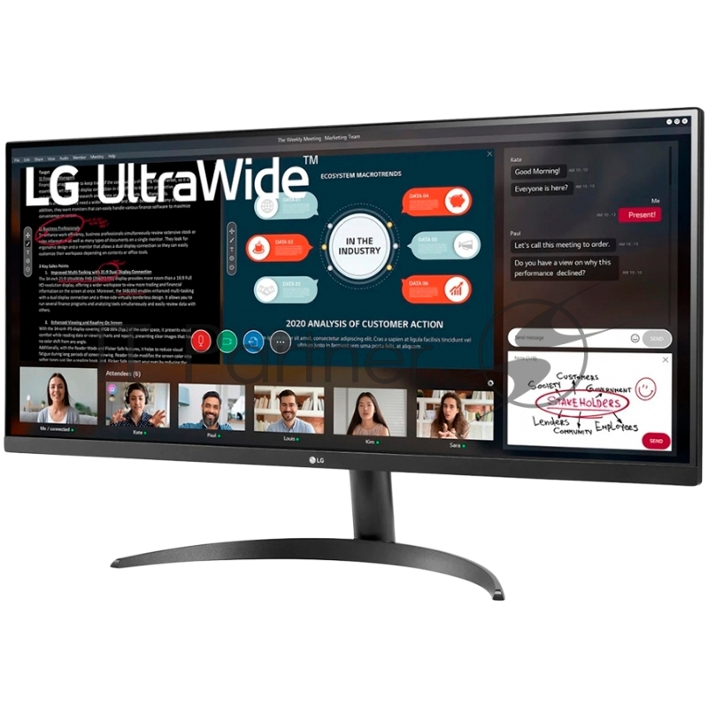 Монитор 34 LG 34WP500-B Black IPS, 21:9, 2560x1080, 5ms, 250 cd/m2, 1000:1, HDMI*2, vesa
