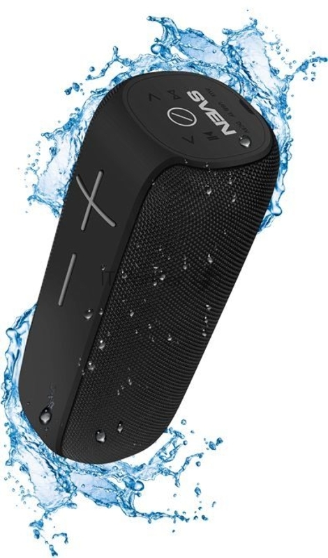 Мобильные колонки SVEN PS-290 2.0 чёрные (2x5W, Waterproof (IPx6), TWS, Bluetooth, FM, USB, microSD, 3000 мАч)