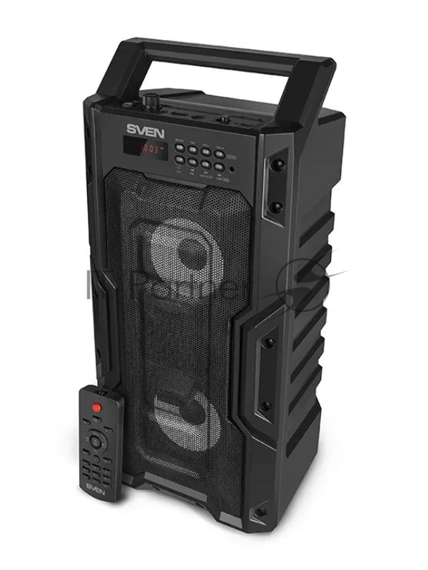 Мобильные колонки SVEN PS-435 2.0 чёрные (2 x 10W, TWS, Bluetooth, FM, USB, microSD, LED-дисплей, ПДУ, 2 x 2000 мАч)