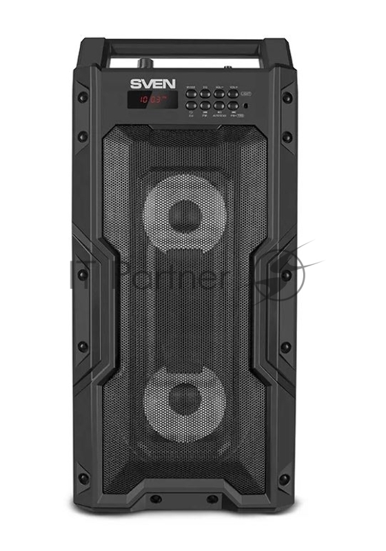 Мобильные колонки SVEN PS-435 2.0 чёрные (2 x 10W, TWS, Bluetooth, FM, USB, microSD, LED-дисплей, ПДУ, 2 x 2000 мАч)