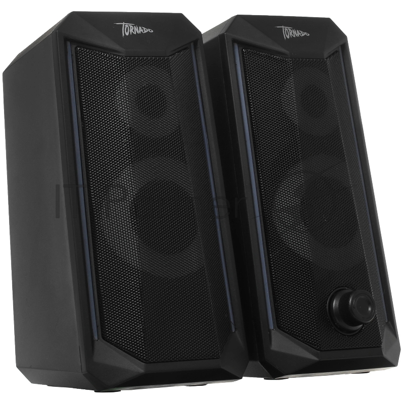 Колонки 2.0 Qumo Tornado AS008, 15 ВТ, объемное звучание, управляемая многорежимная RGB подсветка, USB+Jack 3,5мм