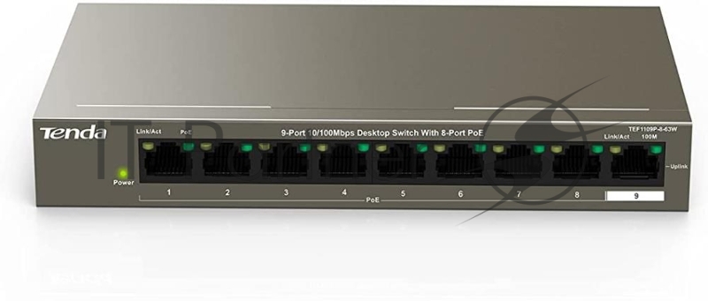 Коммутатор 9PORT 10/100M POE TEF1109P-8-63W TENDA