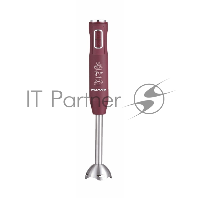 Блендер погружной WILLMARK WHB-1150PS (500Вт,регул. скорости,турбо режим,Soft touch, бордовый)