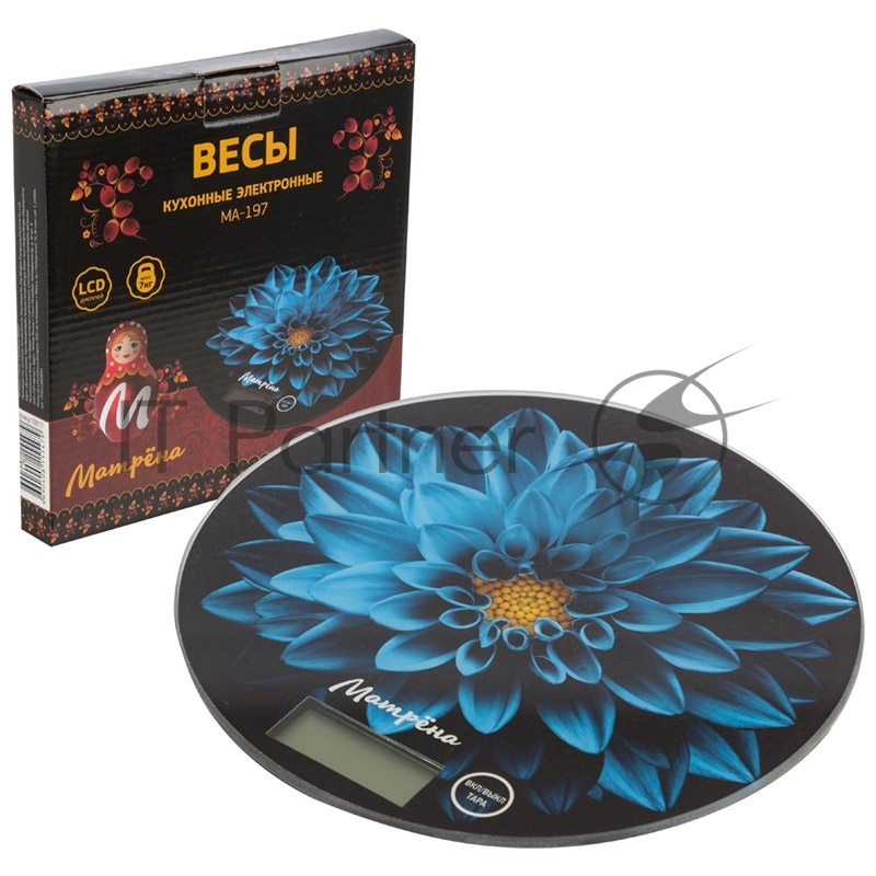 Весы кухонные электронные МАТРЁНА МА-197, 7 кг, голубой цветок