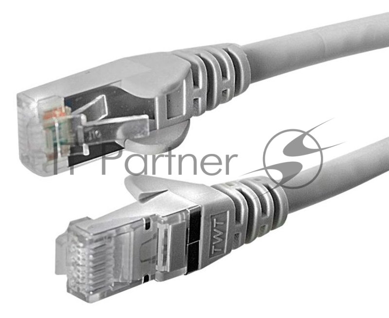 Патч-корд TWT UTP кат.5e, с заливными колпачками, 0.3 м, серый