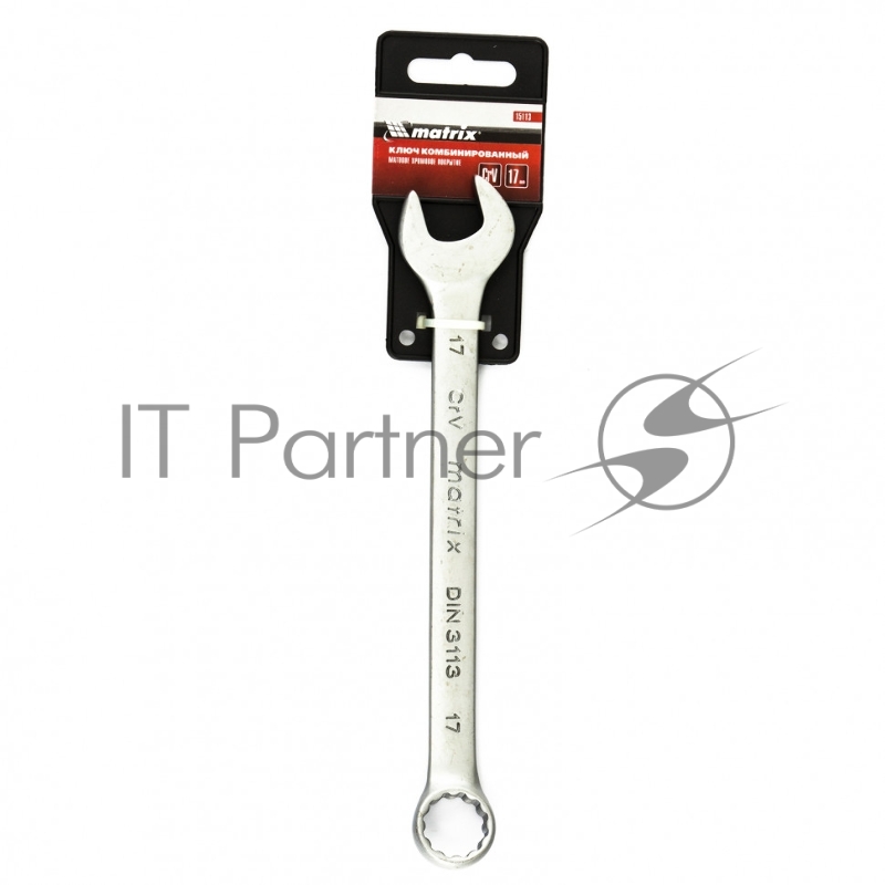 Ключ MATRIX комбинированный, 17 мм, CrV, матовый хром// 15113