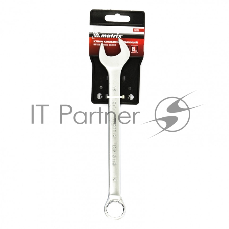 Ключ MATRIX комбинированный, 19 мм, CrV, матовый хром// MATRIX 15115