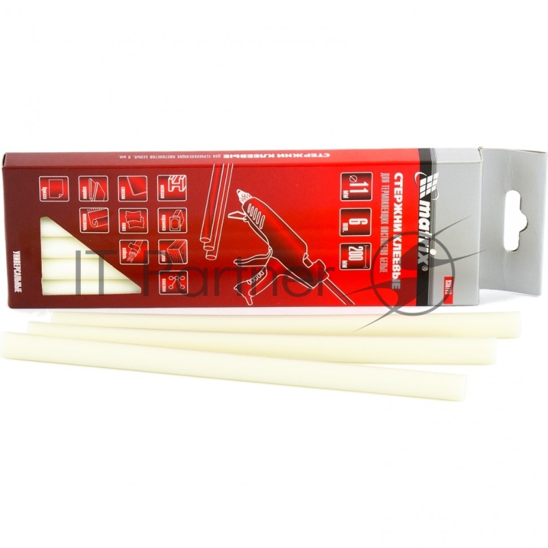 Стержни MATRIX клеевые, белый, 11*200мм, 6 шт./упак. // MATRIX 930723