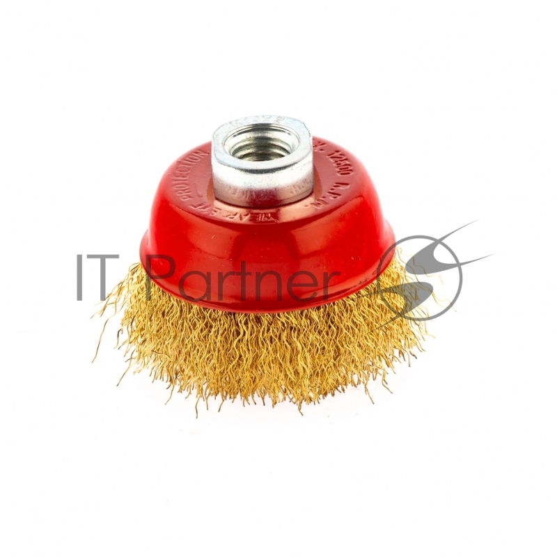 Щетка MATRIX для УШМ, 65 мм, М14, чашка, латунированная витая проволока// 74603