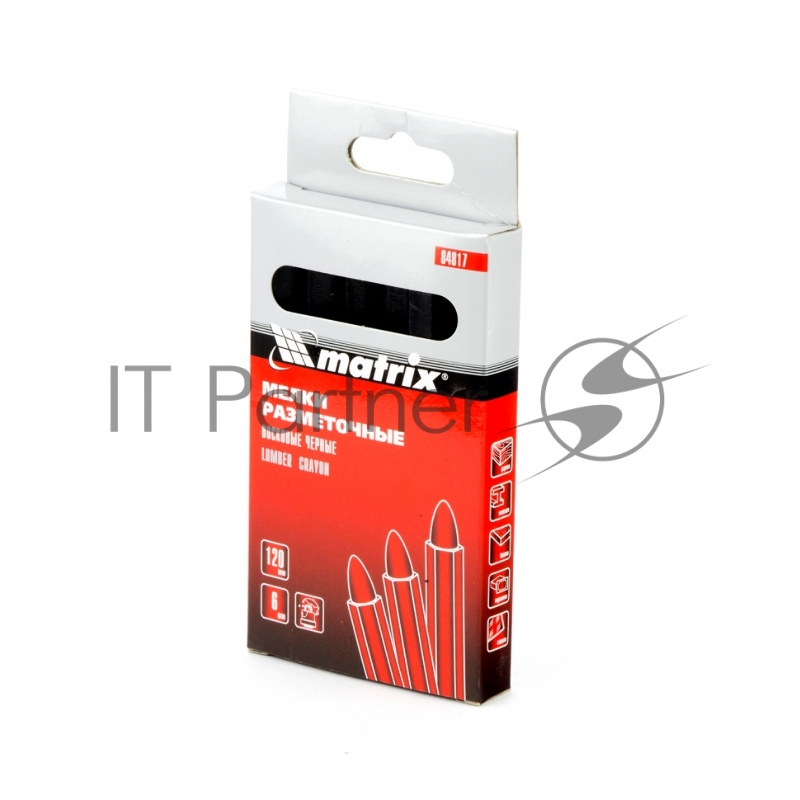 Мелки MATRIX разметочные восковые черные, 120мм коробка 6шт 84817