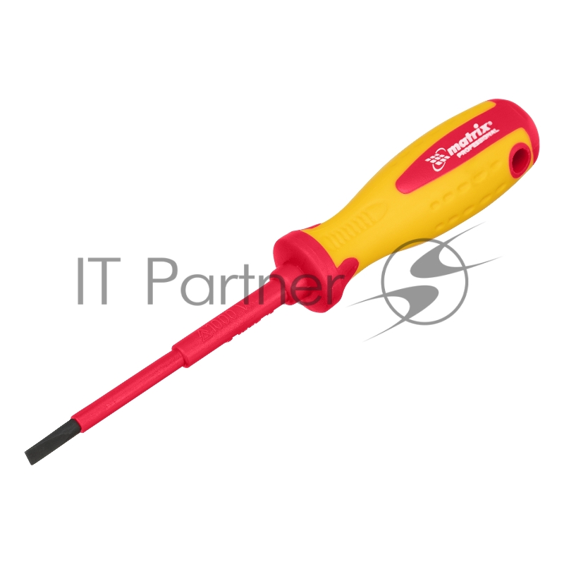 Отвертка MATRIX Insulated, SL4,0x100 мм, CrMo, до 1000 В, двухкомп.рукоятка// MATRIX PROFESSIONAL 12916