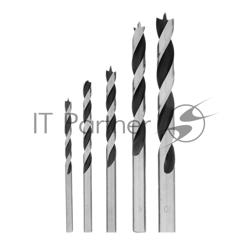 Набор сверл MATRIX по дереву, 4-5-6-8-10 мм 5шт цилиндр, хвостовик, пластиковый 70281