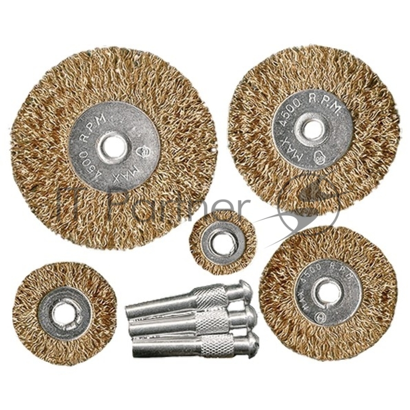 Набор щеток MATRIX для дрели, 5 шт., 5 плоских 25-38-50-63-75 мм, со шпильками, металлические// 74494