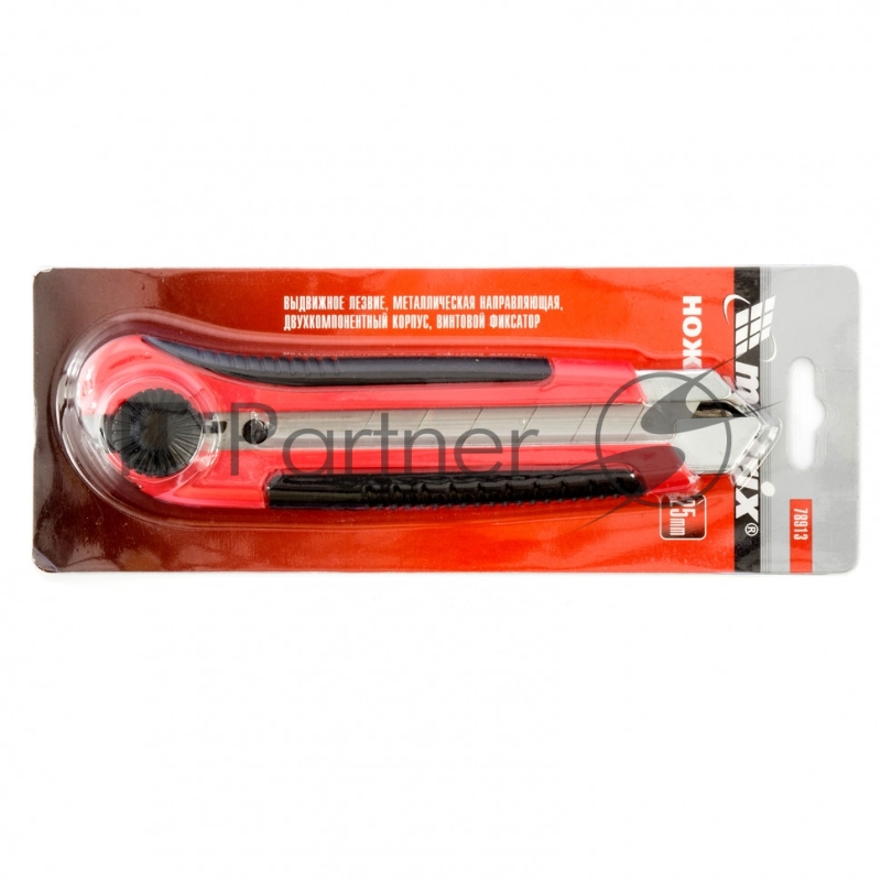 Нож MATRIX , 25 мм, выдвиж. лезвие, метал. направляющая, двухкомп. корпус, винт.фиксатор, с магнитом//MATRIX 78913