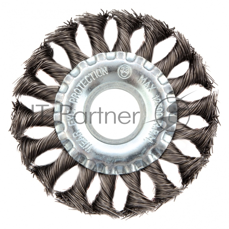Щетка MATRIX для УШМ 100 мм, посадка 22,2 мм, плоская, крученая металлическая проволока// 74630