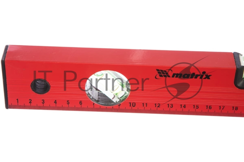 Уровень MATRIX алюминиевый, 400 мм, 3 глазка, красный, линейка// 33220