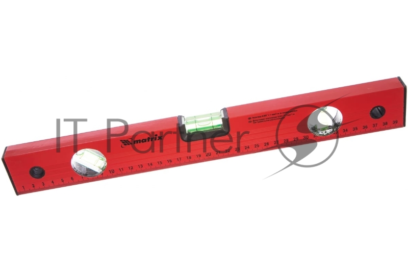 Уровень MATRIX алюминиевый, 400 мм, 3 глазка, красный, линейка// 33220