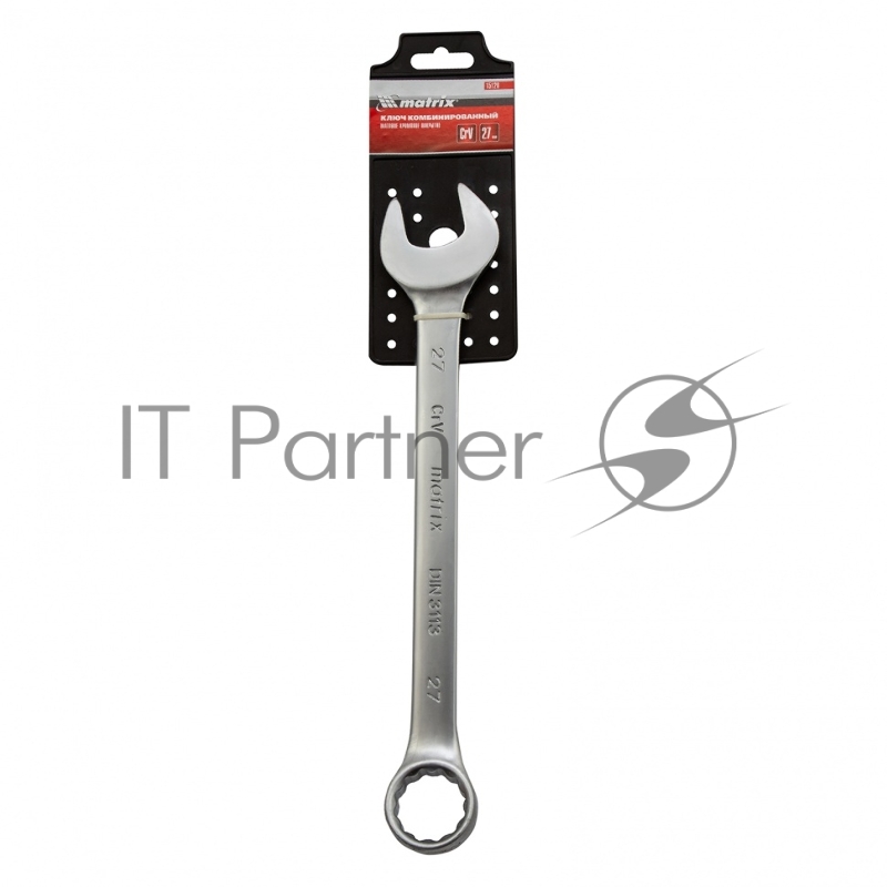 Ключ MATRIX комбинированный, 27 мм, CrV, матовый хром// 15120