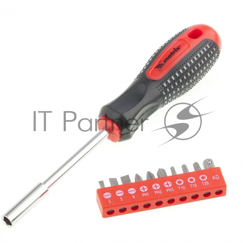 Отвертка MATRIX с набором бит,10шт, Fusion , CrV, 3-х компонентная рукоятка anti slip Matrix 11453