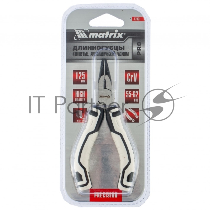 Длинногубцы MATRIX Mini, 125 мм изогнутые, авторазжим, PRO 17831