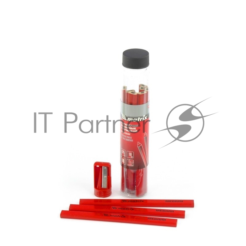 Набор карандашей MATRIX малярных прямоугольных с точилкой в тубе, 175мм 10шт 84814