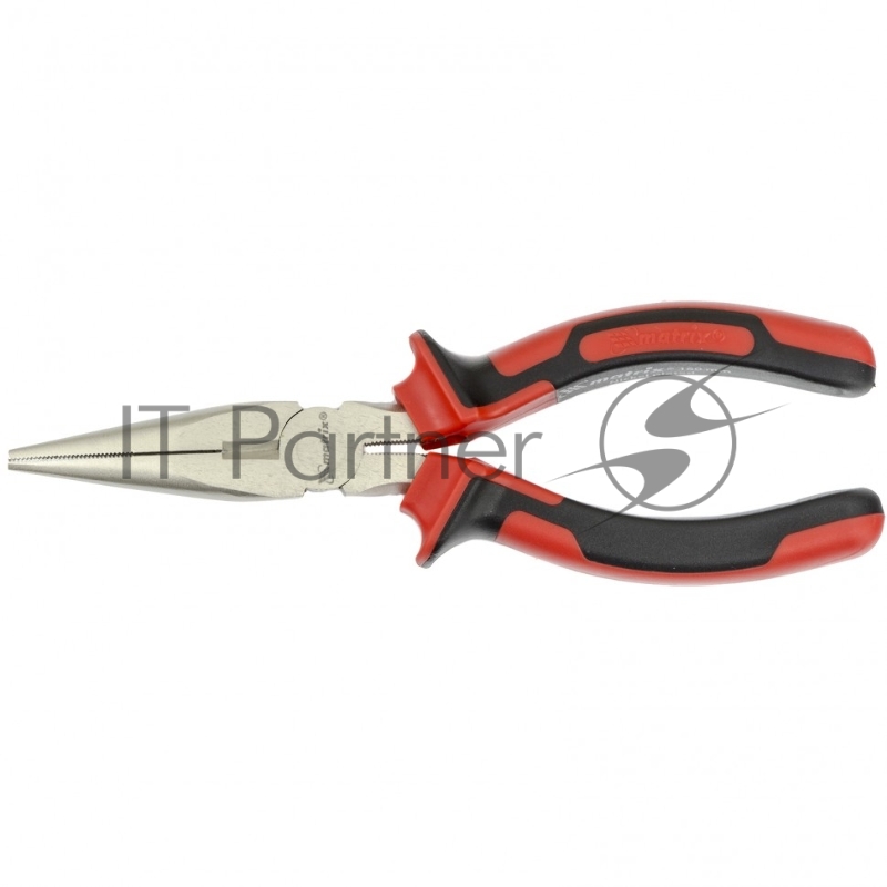 Длинногубцы MATRIX NICKEL, 160 мм, прямые никелированные, двухкомпонентные рукоятки// 17164