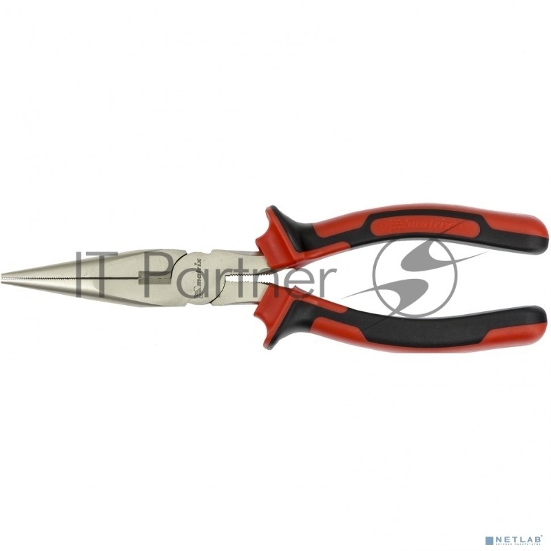 Длинногубцы MATRIX NICKEL, 200 мм, прямые никелированные, двухкомпонентные рукоятки// 17168