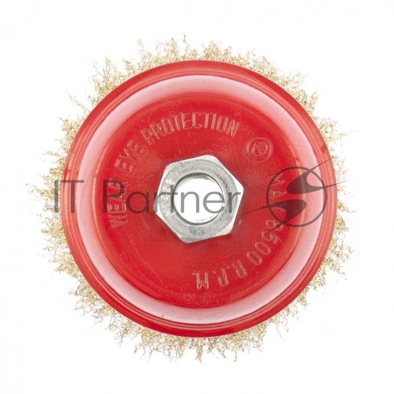 Щетка MATRIX для УШМ, 100 мм, М14, чашка, латунированная витая проволока// 74605