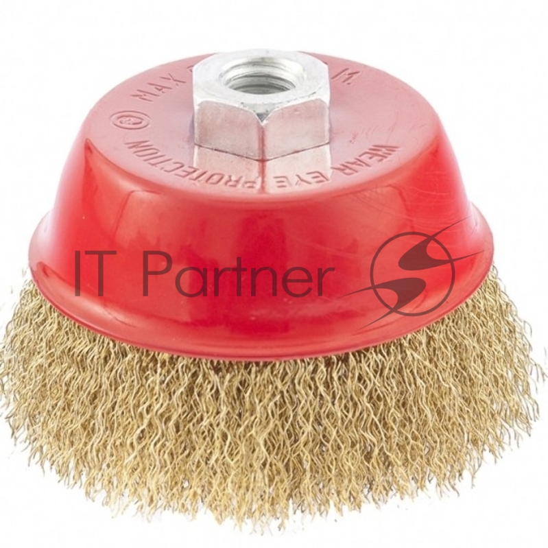 Щетка MATRIX для УШМ, 100 мм, М14, чашка, латунированная витая проволока// 74605