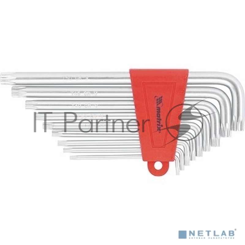 Набор ключей MATRIX имбусовых TORX, 9 шт: T10-T50, CrV, удлиненные, сатин.// MATRIX 12306