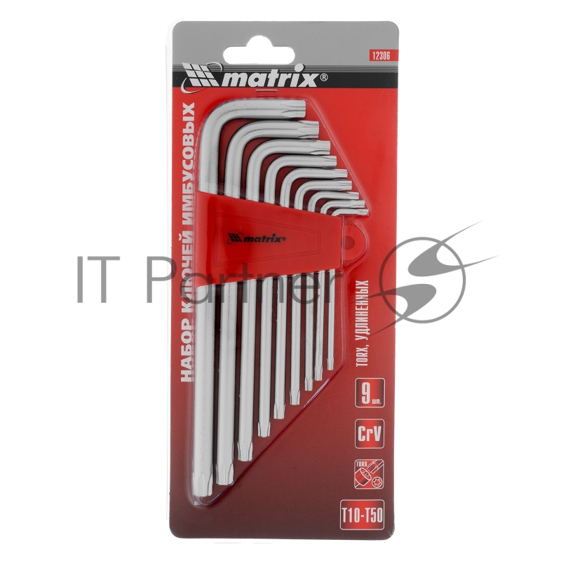 Набор ключей MATRIX имбусовых TORX, 9 шт: T10-T50, CrV, удлиненные, сатин.// MATRIX 12306