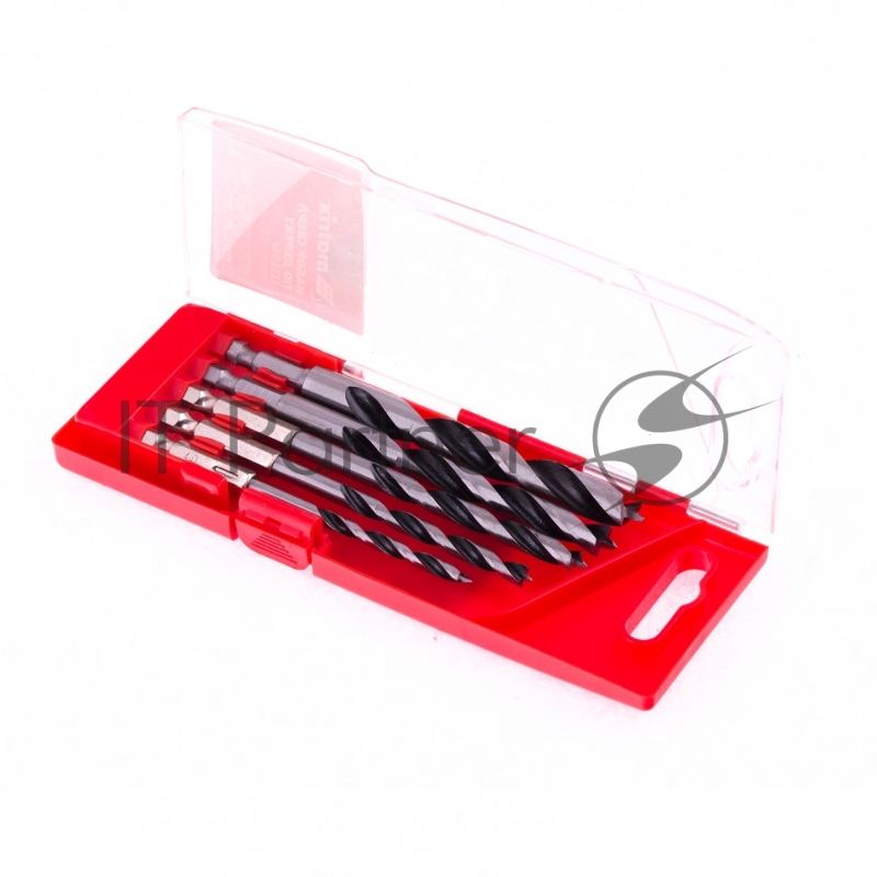 Набор сверл MATRIX по дереву, 4-5-6-8-10 мм 5шт шестигран, хвостовик, пластиковый 70283