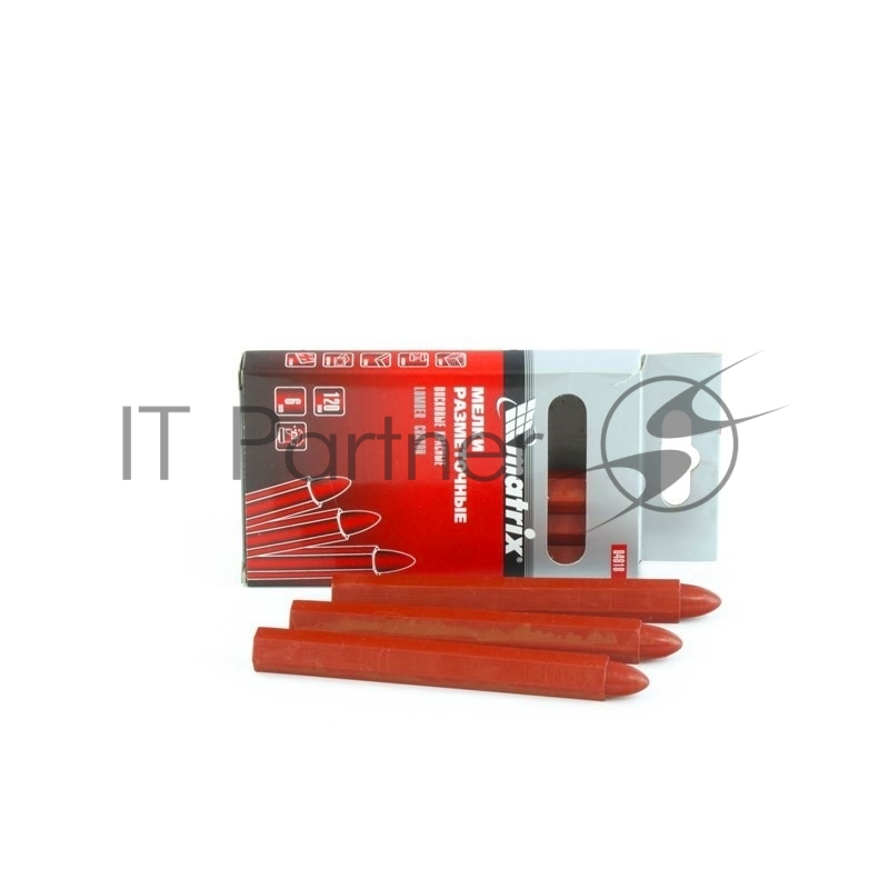 Мелки MATRIX разметочные восковые красные, 120мм коробка 6шт 84818