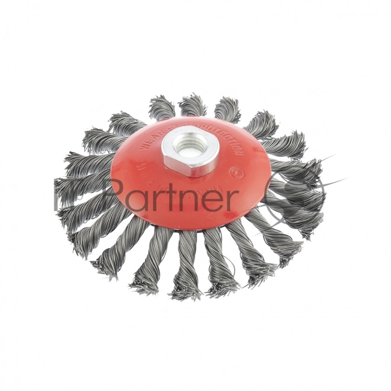 Щетка MATRIX для УШМ, 125 мм, М14, тарелка, крученая проволока 0,5 мм// MATRIX 74611