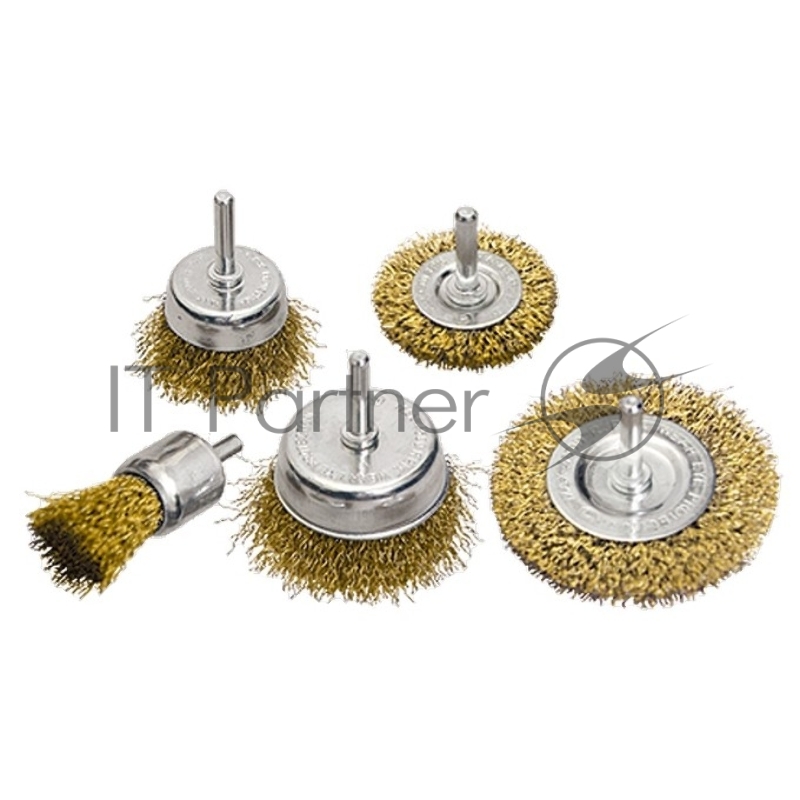 Набор щеток MATRIX для дрели, 5 шт., 2 плоские, 50-75 мм + 3 чашки, 25-50-75 мм, со шпильками // 74492