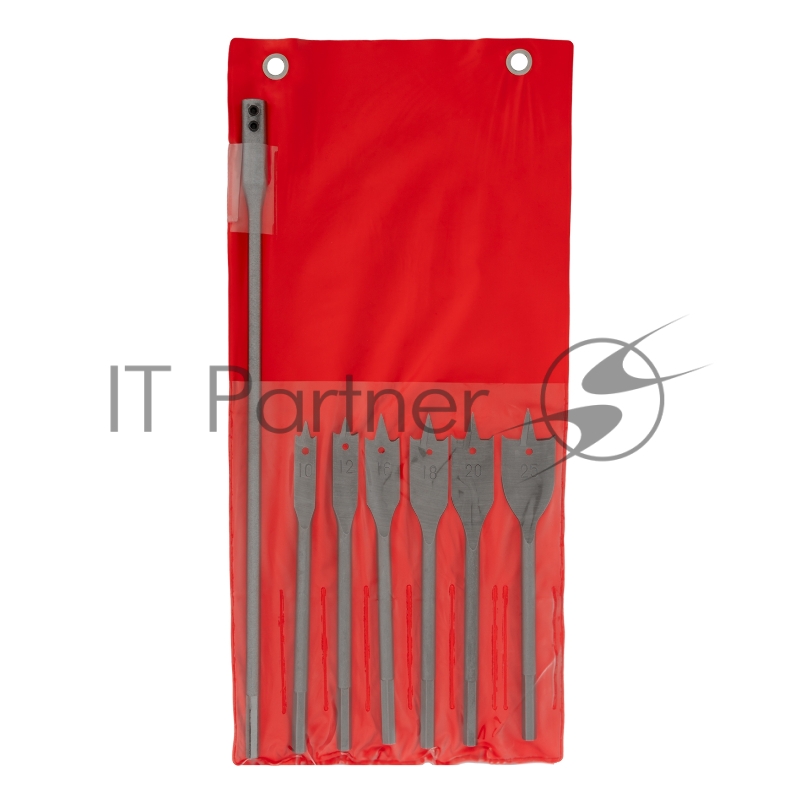 MATRIX Набор сверл перовых по дереву, 10-12-16-18-20-25 мм, 6 шт., удлинитель 300 мм 6-гран. хвост.// 70406